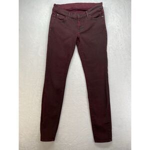 7 For All Mankind High-Waist Ankle Skinny Coated in Merlot Women's Jeans sz‎ 28